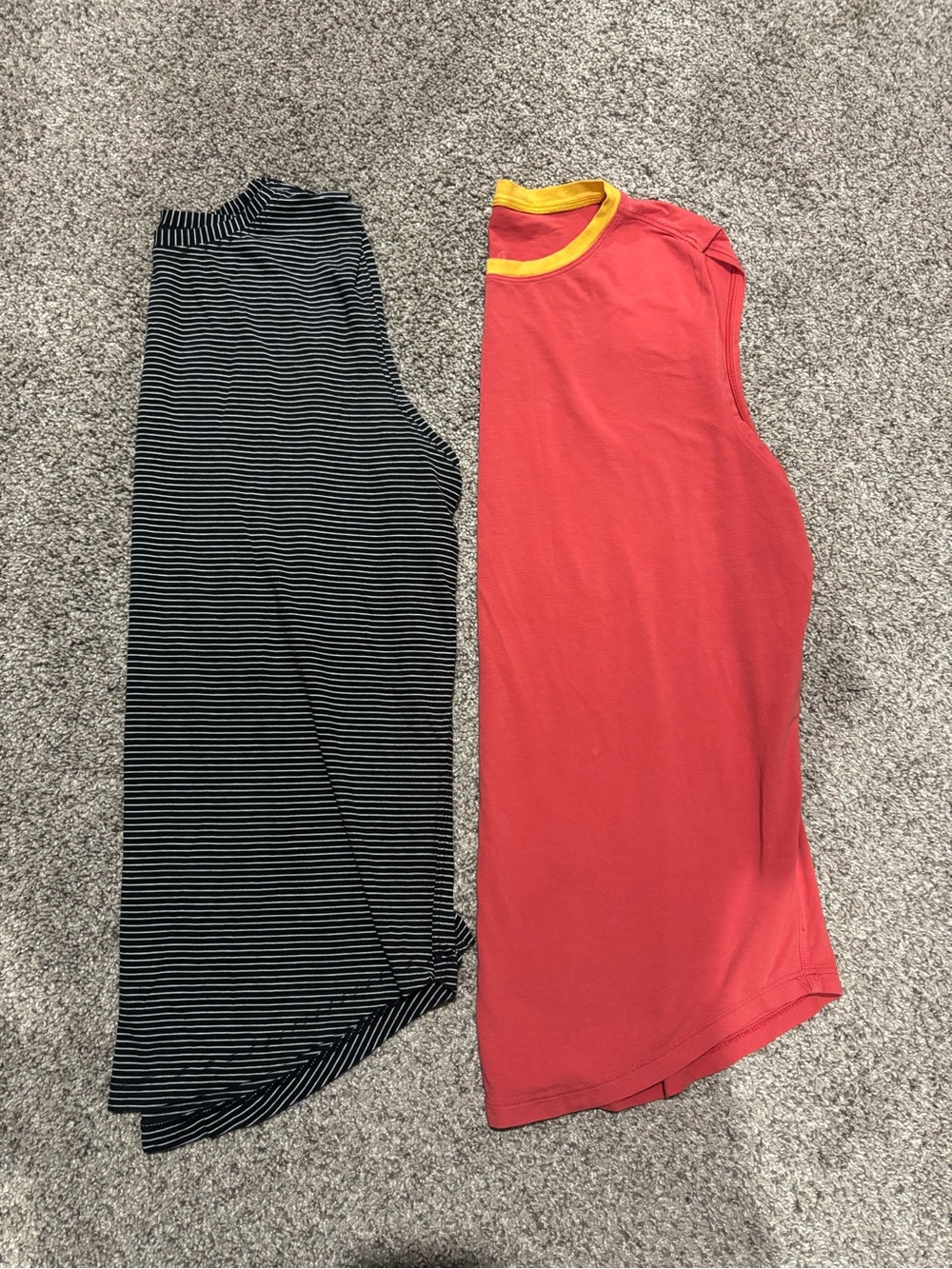 BUNDLE lululemon athletica Coral Tank with Yellow Neckband and black/white tank